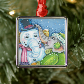 CHRISTMAS ELEPHANT GEBÄUDE NIEDLICH PACHYDERM SNOW ORNAMENT AUS METALL