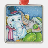CHRISTMAS ELEPHANT GEBÄUDE NIEDLICH PACHYDERM SNOW ORNAMENT AUS METALL (Vorne)
