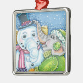 CHRISTMAS ELEPHANT GEBÄUDE NIEDLICH PACHYDERM SNOW ORNAMENT AUS METALL (Links)