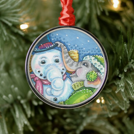CHRISTMAS ELEPHANT GEBÄUDE NIEDLICH PACHYDERM SNOW ORNAMENT AUS METALL (Baum)