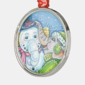 CHRISTMAS ELEPHANT GEBÄUDE NIEDLICH PACHYDERM SNOW ORNAMENT AUS METALL (Links)