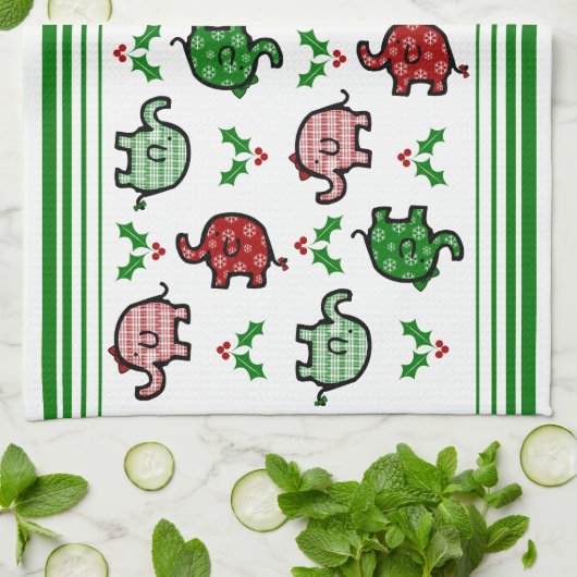 Christmas Elephant Kitchen Towel Geschirrtuch (Gefaltet)