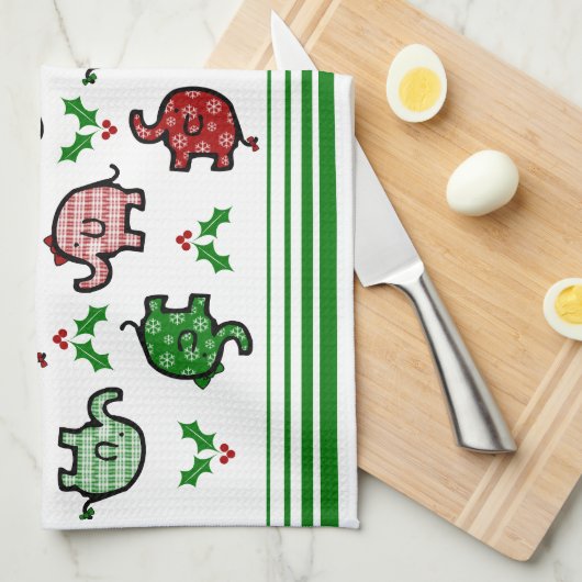 Christmas Elephant Kitchen Towel Geschirrtuch (Viertel Falte)