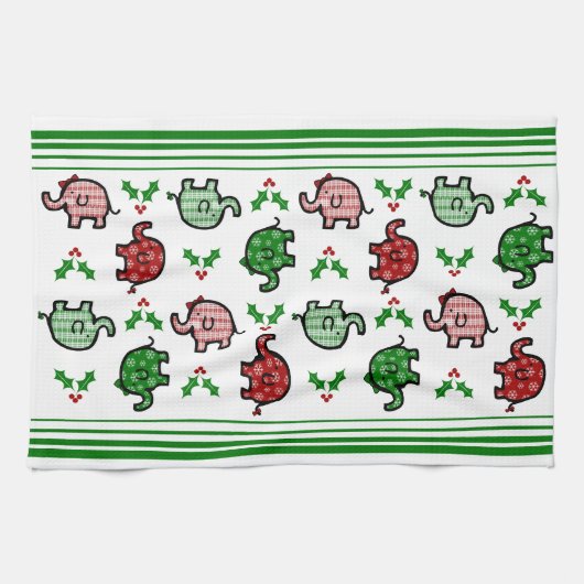 Christmas Elephant Kitchen Towel Geschirrtuch (Horizontal)