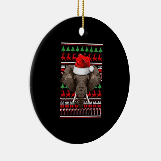 Christmas Elephant Santa Hat Cute Animal Ugly Xmas Keramik Ornament (Rechts)