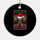 Christmas Elephant Santa Hat Cute Animal Ugly Xmas Keramik Ornament (Vorne)
