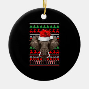 Christmas Elephant Santa Hat Cute Animal Ugly Xmas Keramik Ornament