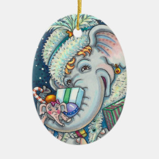 CHRISTMAS ELEPHANT, TRUNKFUL VON GIFTS UND GUTER K KERAMIK ORNAMENT
