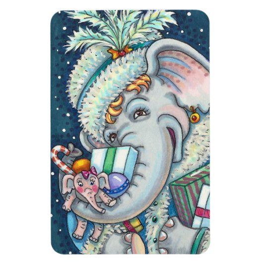 CHRISTMAS ELEPHANT, TRUNKFUL VON GIFTS UND GUTER K MAGNET (Vertikal)