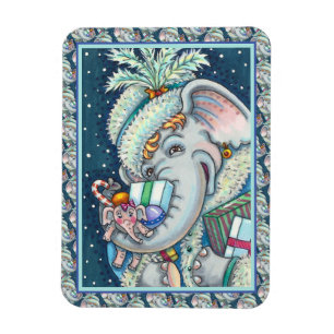 CHRISTMAS ELEPHANT, TRUNKFUL VON GIFTS UND GUTER K MAGNET
