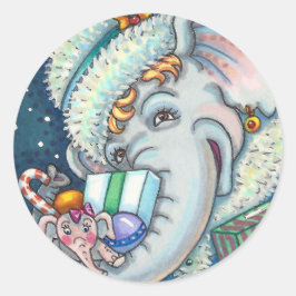 CHRISTMAS ELEPHANT, TRUNKFUL VON GIFTS UND GUTER K RUNDER AUFKLEBER
