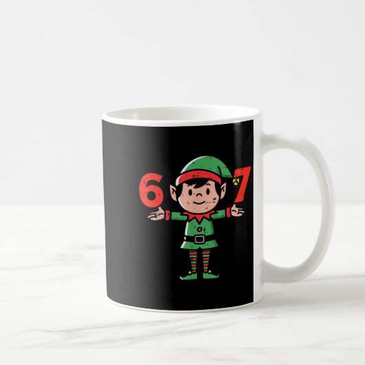 Christmas Elf 67 Cute Xmas 6 7 Meme Gen Alpha Boys Kaffeetasse (Rechts)
