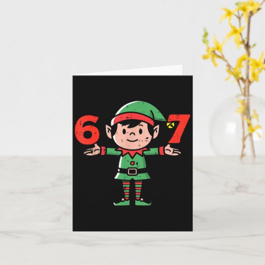Christmas Elf 67 Cute Xmas 6 7 Meme Gen Alpha Boys Karte (Gelbe Blume)