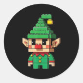 Christmas Elf Block Gebäude Builder Brick Master Runder Aufkleber (Vorderseite)