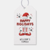 Christmas Elf Boots Santa Claus Hat White Geschenkanhänger (Vorderseite)