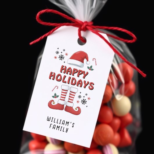 Christmas Elf Boots Santa Claus Hat White Geschenkanhänger