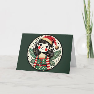 Christmas Elf Fairy Girl Karte