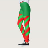 Christmas Elf Green Red Diagonal Stripe Leggings (Links)