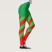 Christmas Elf Green Red Diagonal Stripe Leggings (Rechts)