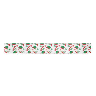 Christmas Elf Hat Pattern Red Green Satinband
