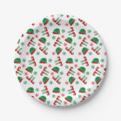 Christmas Elf Hat Snowflakes Pattern Green Red Pappteller (Vorderseite)