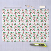 Christmas Elf Hat Snowflakes Pattern Red Green Seidenpapier (Handwerk)