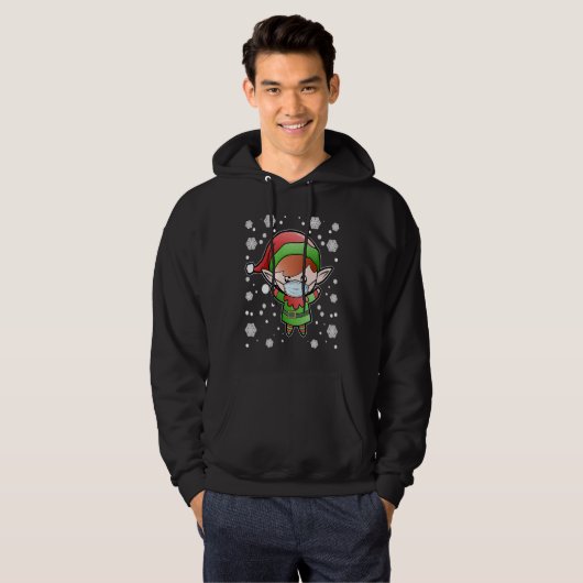 Christmas elf homeoffice face mask office humor qu hoodie (Vorne ganz)