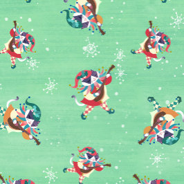 Christmas Elf Jester Cat Mint Green Geschenkpapier