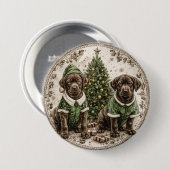 Christmas Elf Labrador Retriever Puppy Button (Vorne & Hinten)