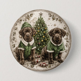 Christmas Elf Labrador Retriever Puppy Button