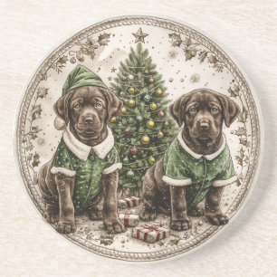 Christmas Elf Labrador Retriever Puppy Getränkeuntersetzer