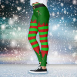 Christmas Elf Leggings<br><div class="desc">Feierliche Elfshorts mit holzgrünen und roten Streifen Leggings.</div>