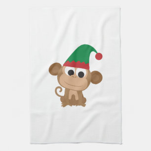 Christmas Elf Monkey Geschirrtuch