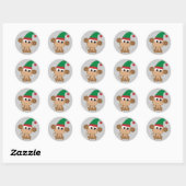 Christmas Elf Monkey Runder Aufkleber (Blatt)