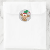 Christmas Elf Monkey Runder Aufkleber (Tasche)