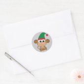 Christmas Elf Monkey Runder Aufkleber (Umschlag)