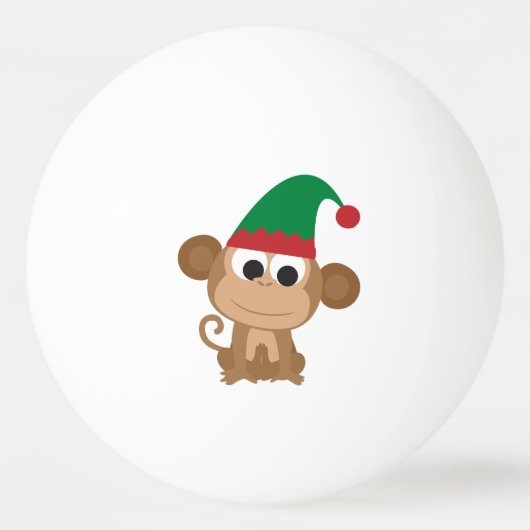 Christmas Elf Monkey Tischtennisball (Vorderseite)
