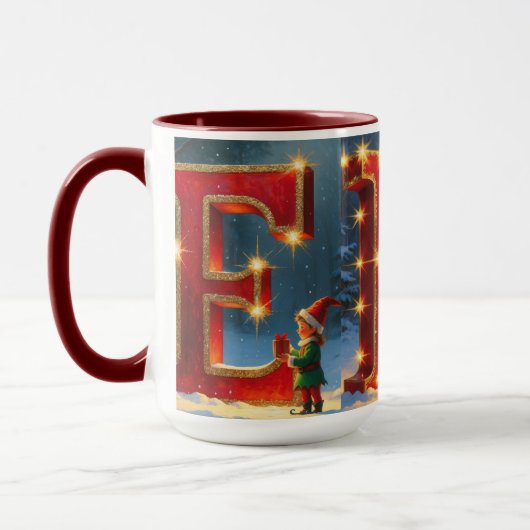 Christmas ELF Mug – Glitter Letters & Kids Holiday Tasse (Links)