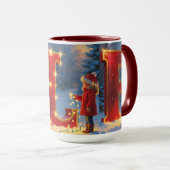 Christmas ELF Mug – Glitter Letters & Kids Holiday Tasse (VorderseiteRechts)