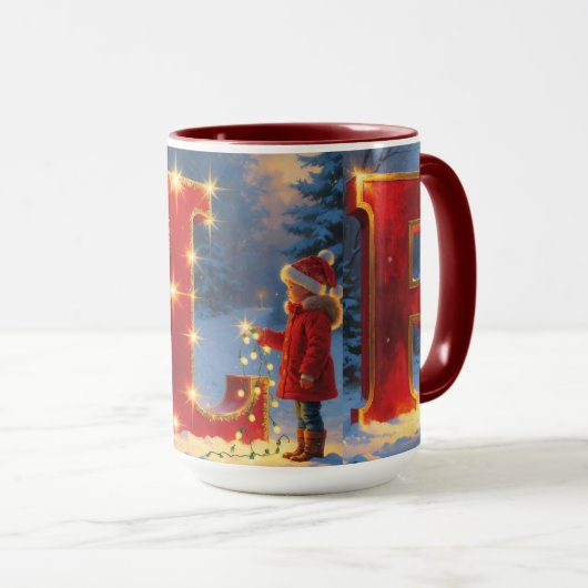 Christmas ELF Mug – Glitter Letters & Kids Holiday Tasse (VorderseiteRechts)