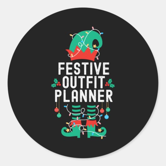 Christmas Elf Office Team Party Family Matching _1 Runder Aufkleber (Vorderseite)