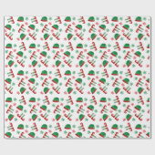 Christmas Elf Pattern Red Green Geschenkpapier (Flach)