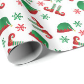 Christmas Elf Pattern Red Green Geschenkpapier (Rolleneckpunkt)