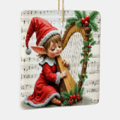 Christmas Elf Playing a Harp Keramikornament (Rechts)