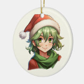 Christmas Elf Portrait Keramik Ornament (Links)