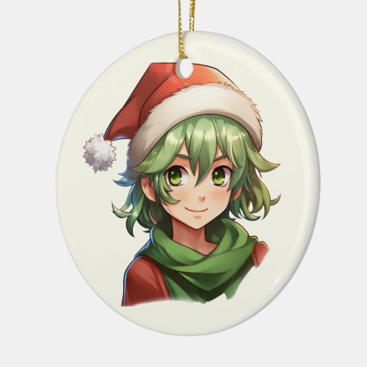 Christmas Elf Portrait Keramik Ornament (Links)