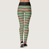 Christmas Elf Red and Green Geometric Stripes Leggings (Rückseite)