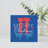 Christmas Elf Red Blue Script Snowflake (Stehend Vorderseite)