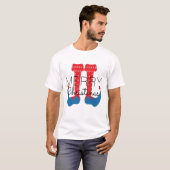 Christmas Elf Red Blue Script Snowflake T - Shirt (Vorne ganz)