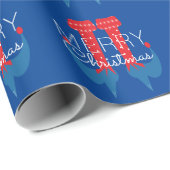 Christmas Elf Red Blue Script Snowflake Wrapping Geschenkpapier (Rolleneckpunkt)